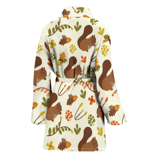 Squirrel Print Design LKS3010 Women Bathrobe