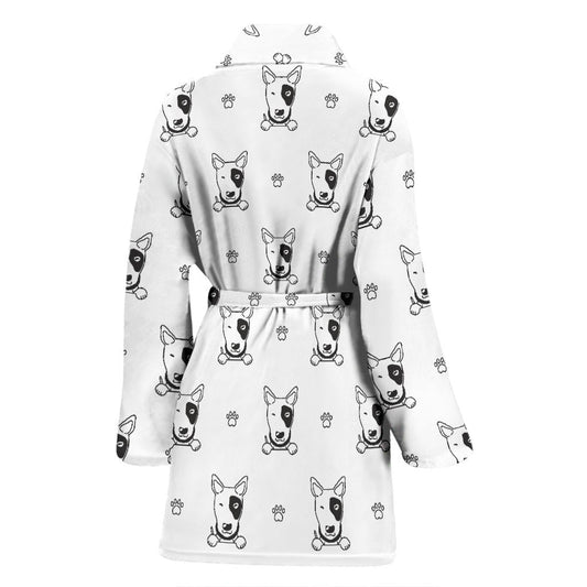Bull Terriers Pattern Print Design 06 Women Bathrobe
