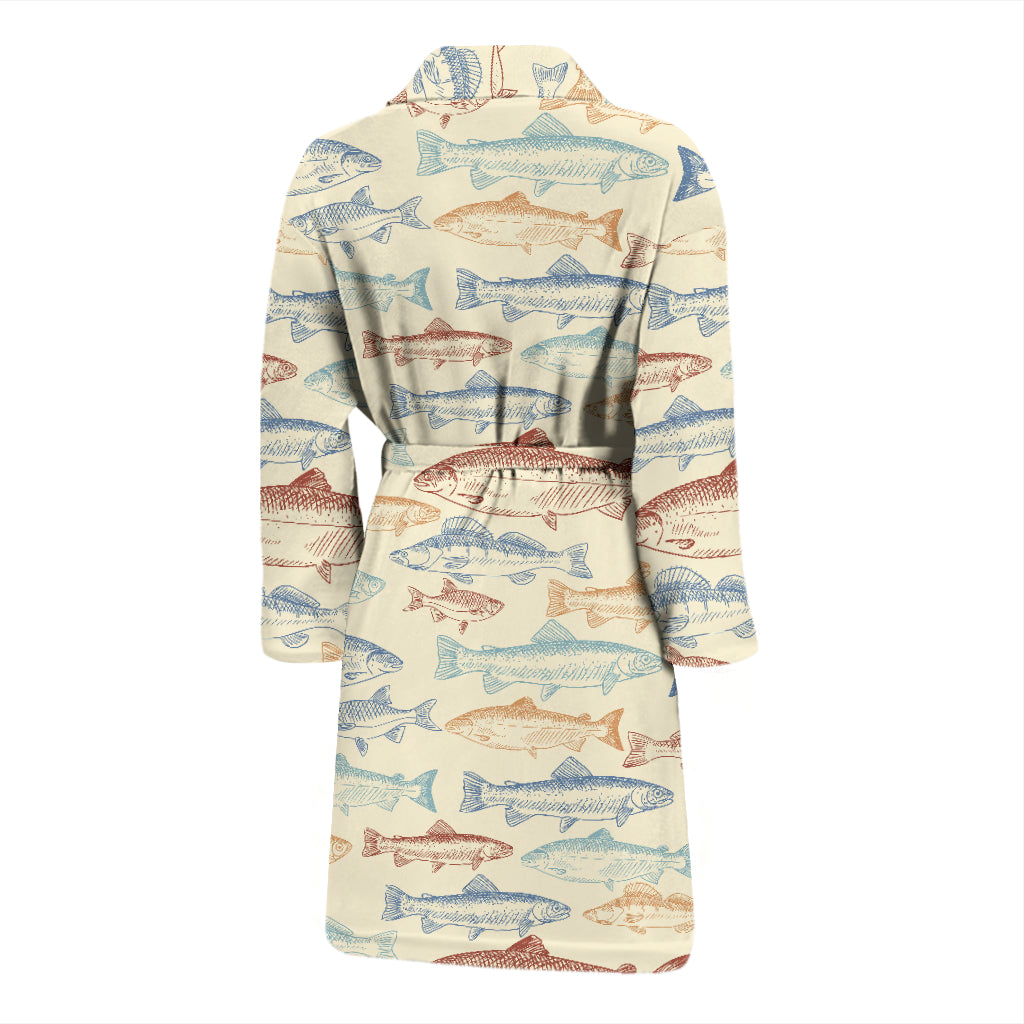 Salmon Fish Print Design LKS302 Men Bathrobe