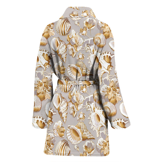 Seashell Print Design LKS309 Women Bathrobe