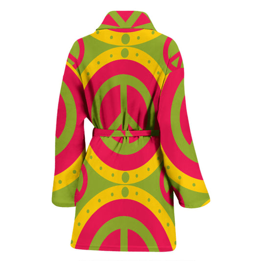 Peace Sign Pattern Print Design A01 Women Bathrobe