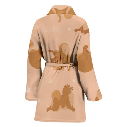 Pomeranians Pattern Print Design A06 Women Bathrobe