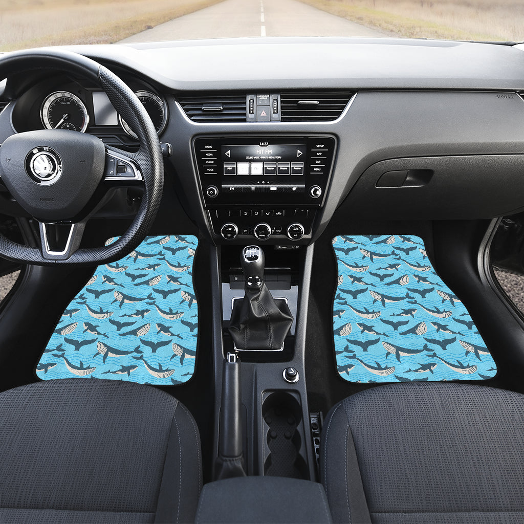 Whale Pattern Design Themed Print Car Floor Mats Front Back