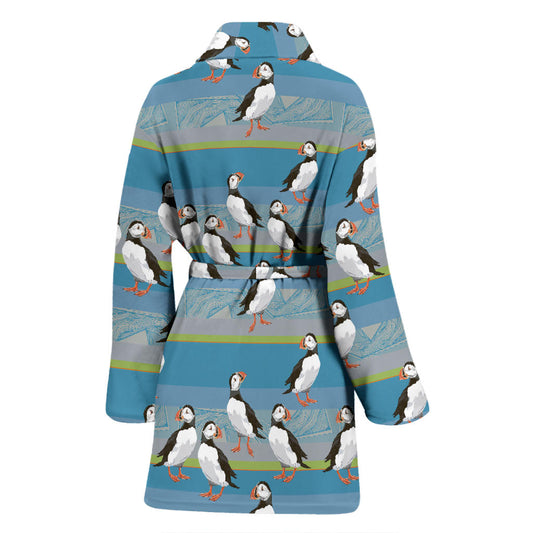 Puffin Pattern Print Design A01 Women Bathrobe