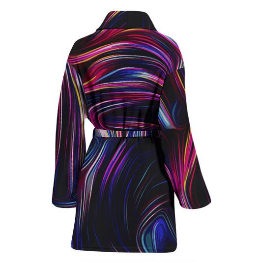 Liquid Pattern Print Design 01 Women Bathrobe