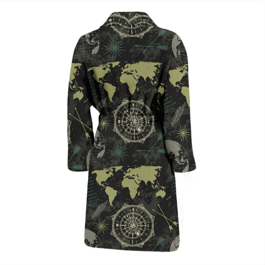 World Map Print Design LKS303 Men Bathrobe