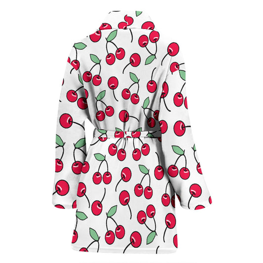 Cherry Pattern Print Design 03 Women Bathrobe