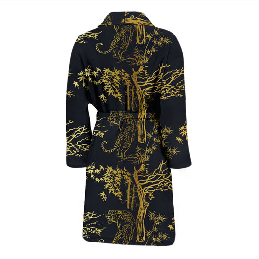 Tiger Gold Print Design LKS307 Men Bathrobe