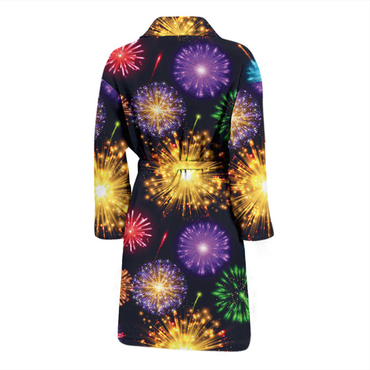 Firework Print Design LKS305 Men Bathrobe