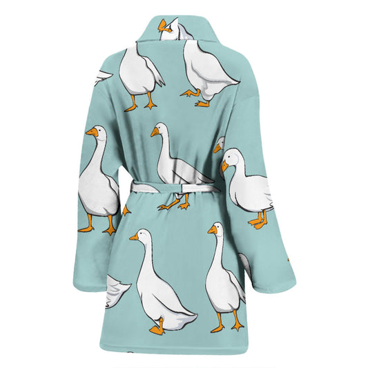 Goose Pattern Print Design 02 Women Bathrobe