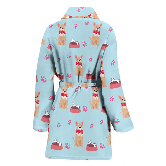 Chihuahua Pattern Print Design 05 Women Bathrobe