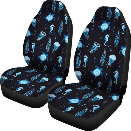 Sea Turtle Jelly Fish Sea Horse Print Design LKS3014 Car Seat Covers