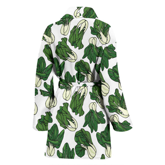 Bok Choy Pattern Print Design 02 Women Bathrobe