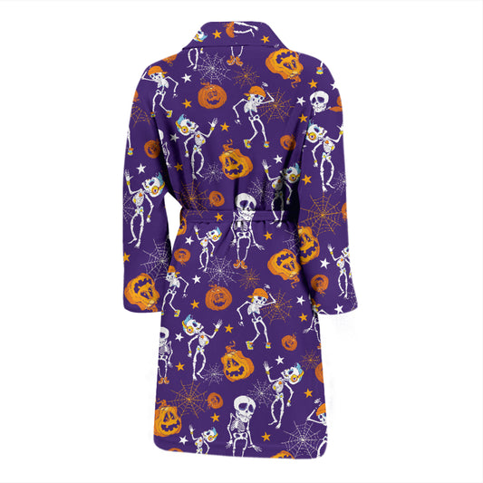 Skeleton Halloween Dance Print Design LKS304 Men Bathrobe