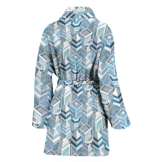 City Pattern Print Design 03 Women Bathrobe