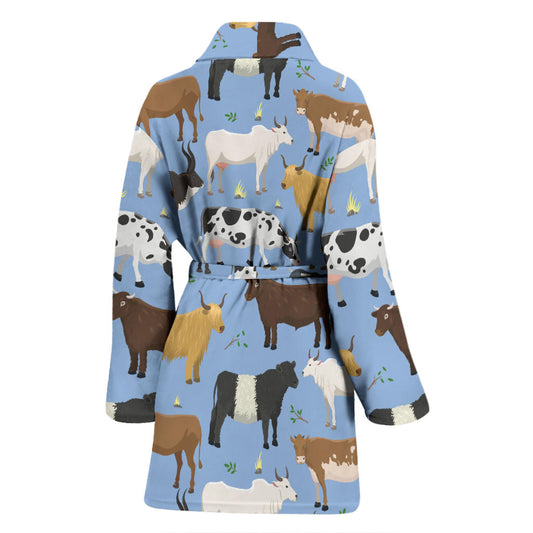 Cattle Pattern Print Design 02 Women Bathrobe