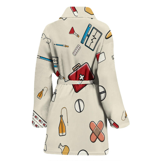 Nurse Pattern Print Design A04 Women Bathrobe