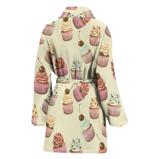 Cupcake Pattern Print Design 04 Women Bathrobe