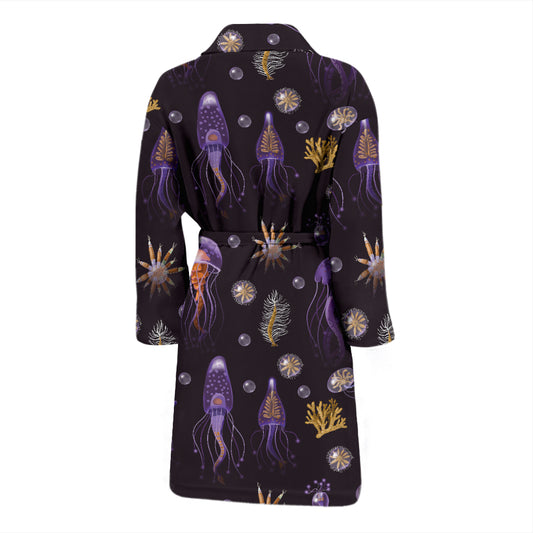 Seaweed With Jelly Fish Print Design LKS305 Men Bathrobe