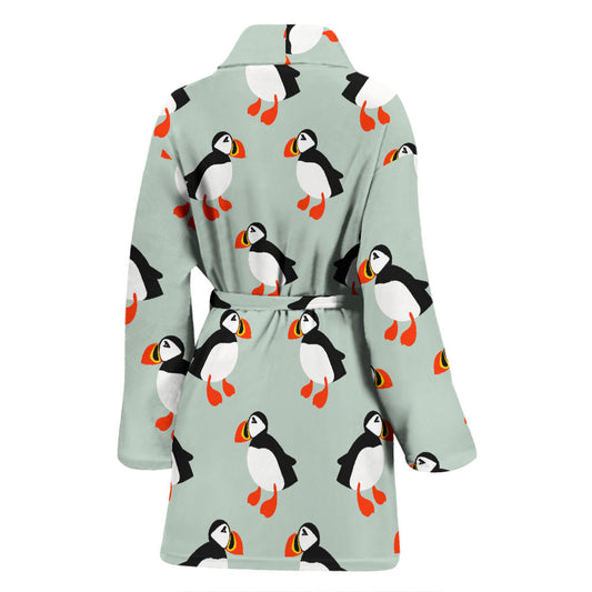 Puffin Pattern Print Design A03 Women Bathrobe