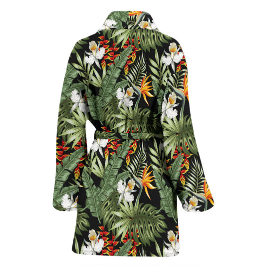 Bird Of Paradise Pattern Print Design 02 Women Bathrobe