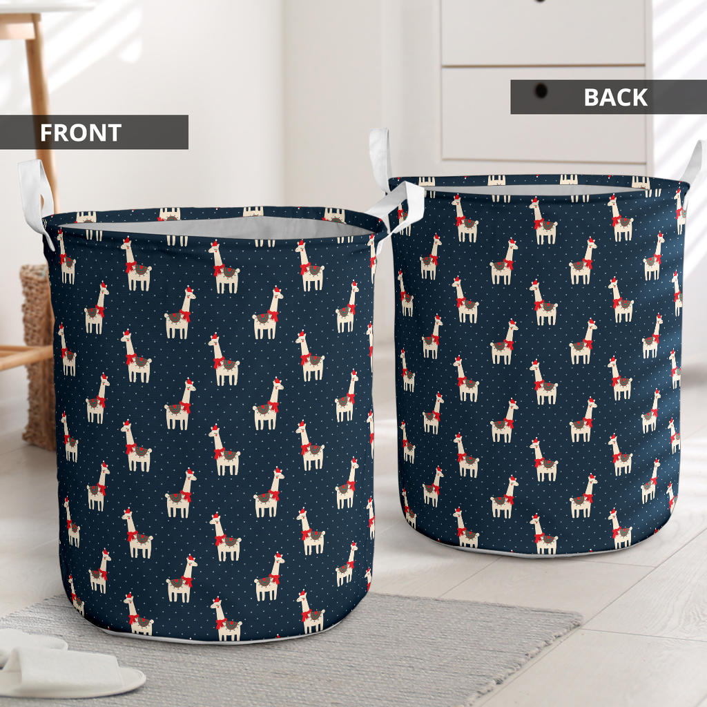 Llama with Polka Dot Themed Print Laundry Basket
