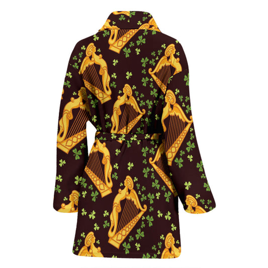 Harp Pattern Print Design 02 Women Bathrobe