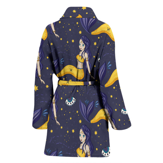 Pisces Pattern Print Design A04 Women Bathrobe