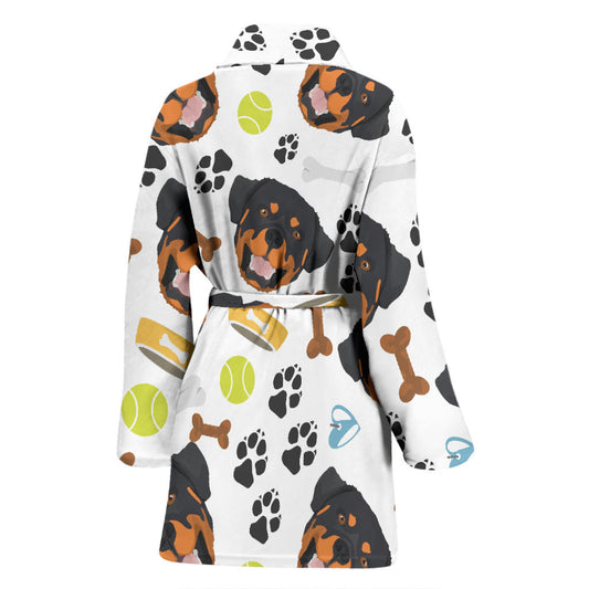 Rottweiler Pattern Print Design A04 Women Bathrobe