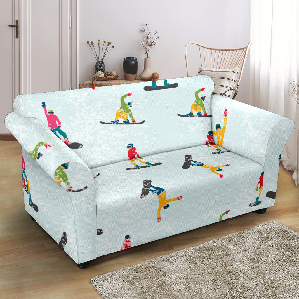 Snowboard Print Design LKS304 Loveseat Couch Slipcover