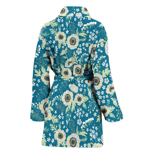 Anemone Pattern Print Design 01 Women Bathrobe