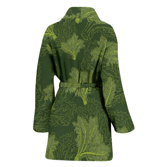Kale Pattern Print Design 01 Women Bathrobe