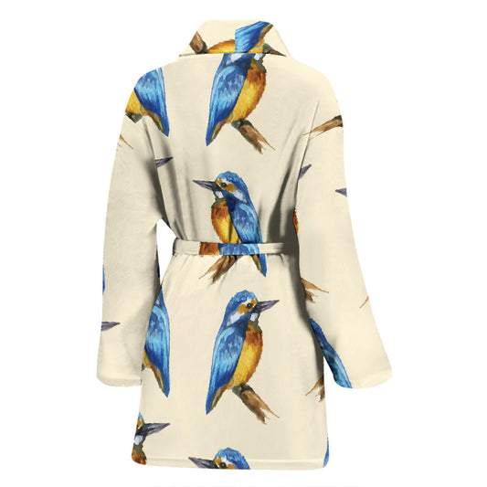 Kingfisher Pattern Print Design 01 Women Bathrobe