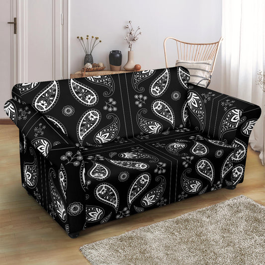 Bandana Paisley Black Print Design LKS308 Loveseat Couch Slipcover