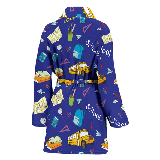School Bus Print Design LKS307 Women Bathrobe
