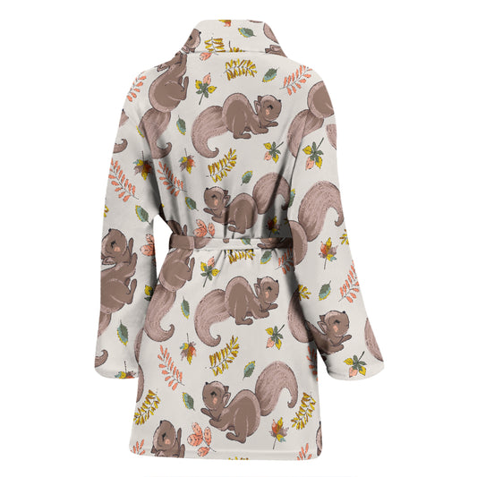 Squirrel Print Design LKS307 Women Bathrobe