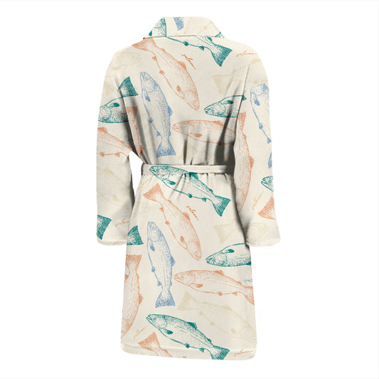 Salmon Fish Print Design LKS305 Men Bathrobe