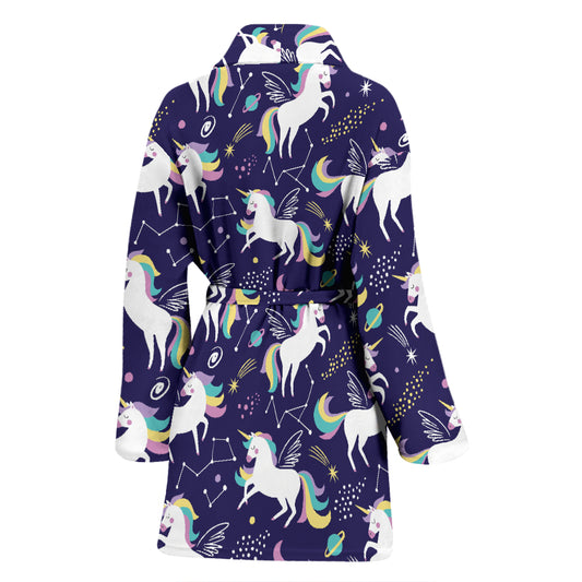 Unicorn Print Design LKS305 Women Bathrobe