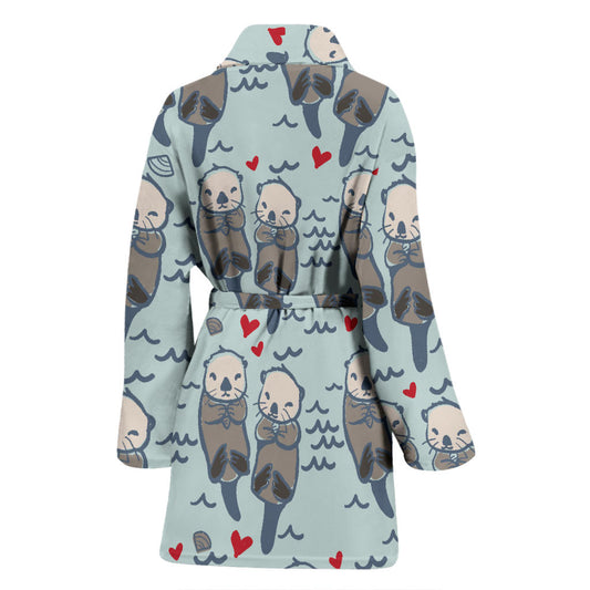 Sea Otter Pattern Print Design 03 Women Bathrobe
