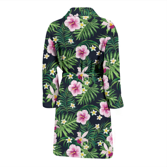 Hibiscus Tropical Print Design LKS309 Men Bathrobe