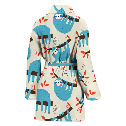 Sloth Print Design LKS3011 Women Bathrobe