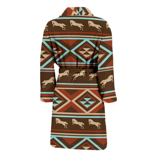 Western Horse Pattern Print LKS301 Men Bathrobe