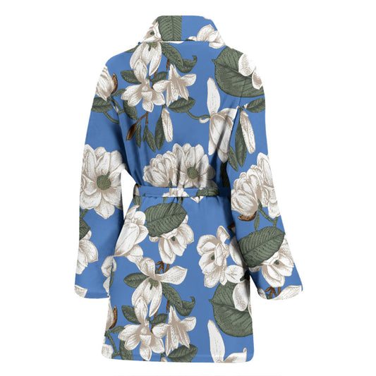 Magnolia Pattern Print Design 01 Women Bathrobe