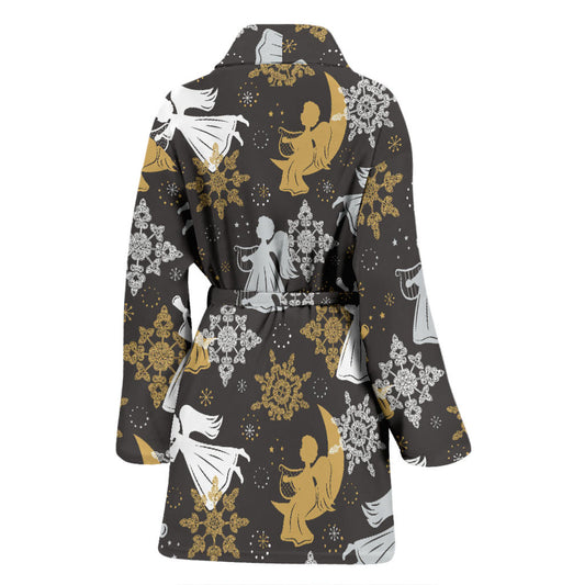 Angel Pattern Print Design 04 Women Bathrobe