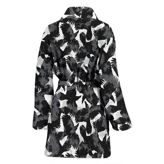 Crow Pattern Print Design 01 Women Bathrobe