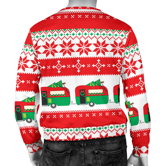 Camper Camping Ugly Christmas Design Print Men Long Sleeve Sweatshirt