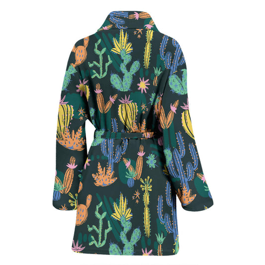 Cactus Pattern Print Design 05 Women Bathrobe