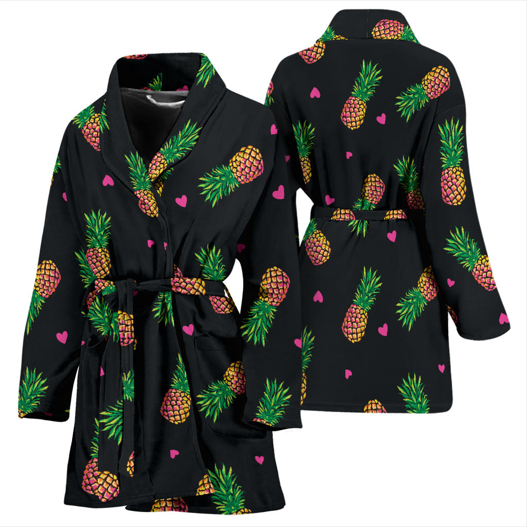 Neon Pineapple Pattern Print Design A04 Women Bathrobe