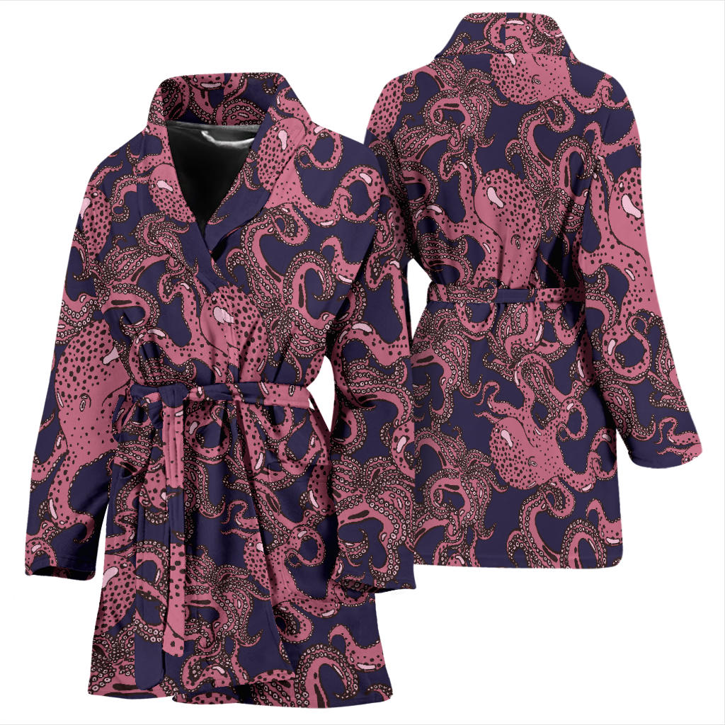 Octopus Pattern Print Design A03 Women Bathrobe