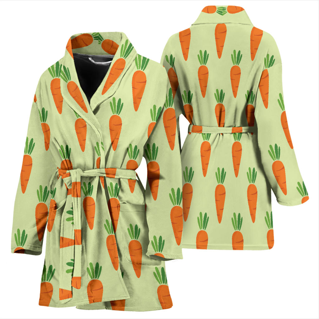 Carrot Pattern Print Design 02 Women Bathrobe
